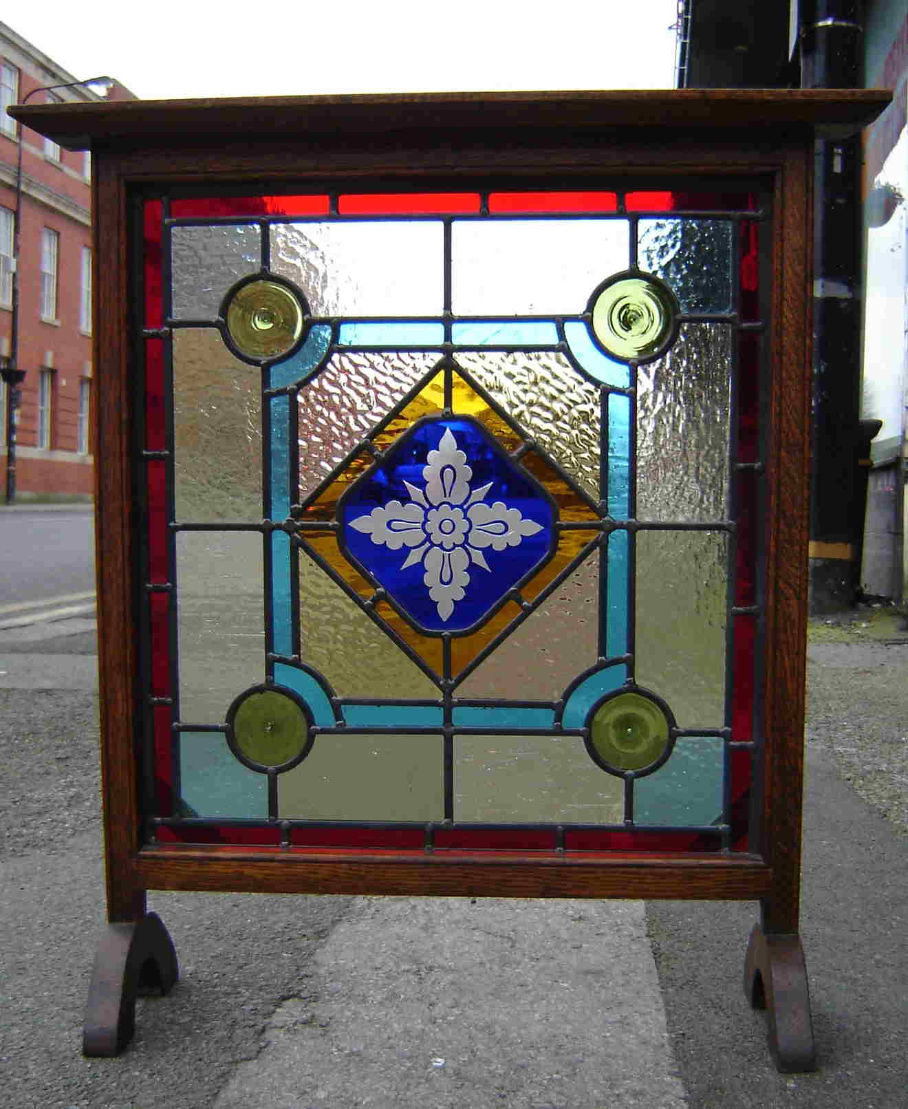 victorian glass firescreen